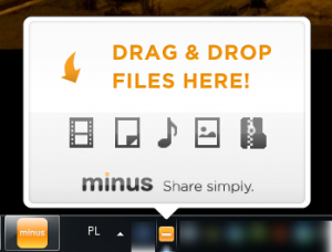 Okno szybkiego wrzucania plików w Minus.com