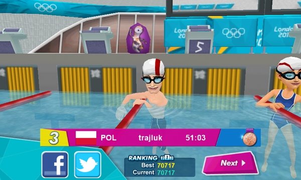 Najazd kamery na pływaka, który zajął 3 miejsce w wyścigu - Igrzyska Olimpijskie Londyn 2012