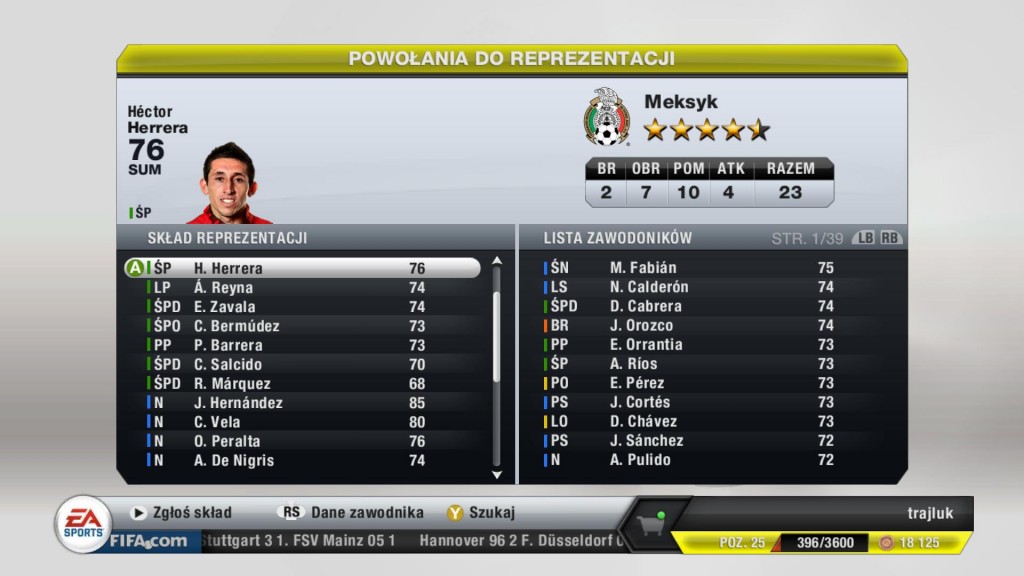 FIFA 13 - Powołania do reprezentacji Meksyku