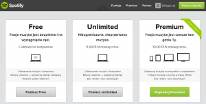 Porównanie pakietów Spotify Free - Unlimited - Premium