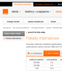 Pakiety internetowe w Orange