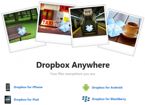 Dropbox oferuje dostęp swojej usługi poprzez aplikacje mobilne dla iPhone, iPad, Android i BlackBerry