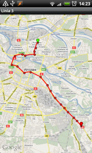 Trasa na mapie w Transportoid (grafika z serwisu transportoid.com)
